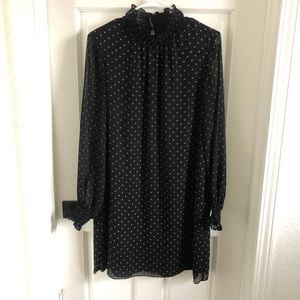 Sheer High-Neck Shift Mini Dress